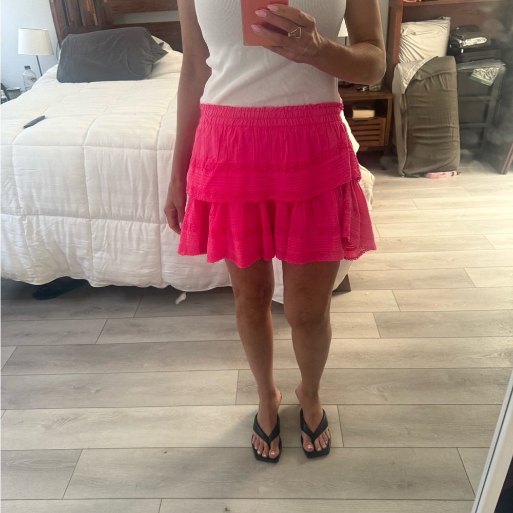 LoveShackFancy Pink Mini Skater Skirt